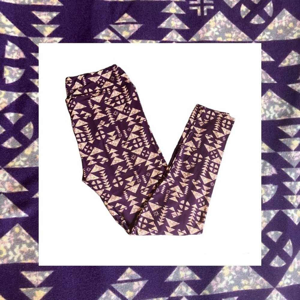 LuLaRoe TC Leggings Tall & Curvy New Purple Geometric Grey Gray Cream Yellow Pea
